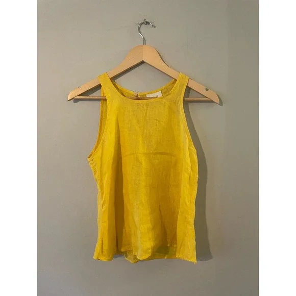 Mave Anthropologie Yellow Linen Tank Top - Picture 1 of 4